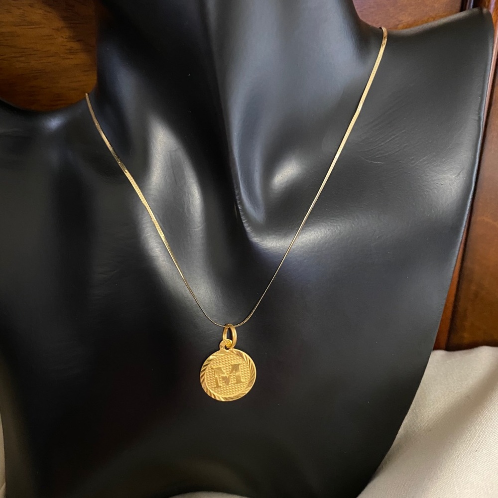 22k Gold "M" Pendant